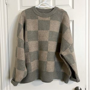Oak + Fort Unisex Checkered Knit Sweater